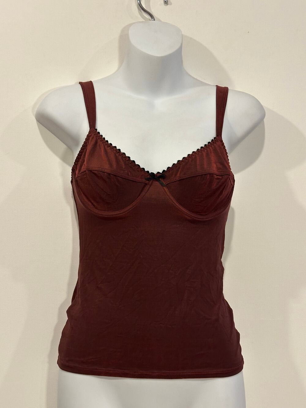 Vintage Belle Boudoir Maroon Shimmer Underwire Corset Bustier Cami Tank Top L